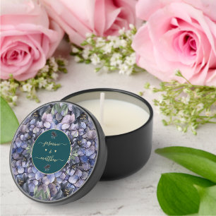 Moody Black Floral Classic Couple Names Wedding Mini Candle Favors