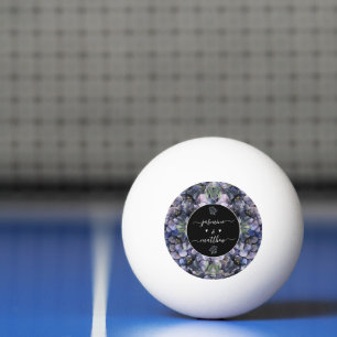 Moody Black Floral Classic Couple Names Wedding Ping Pong Ball