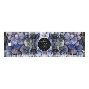 Moody Black Floral Classic Couple Names Wedding Ruler