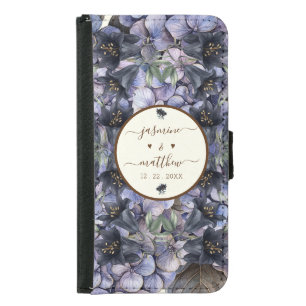 Moody Black Floral Classic Couple Names Wedding Samsung Galaxy S5 Wallet Case