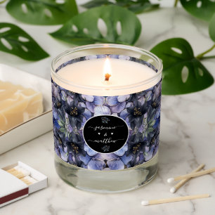 Moody Black Floral Classic Couple Names Wedding Scented Candle