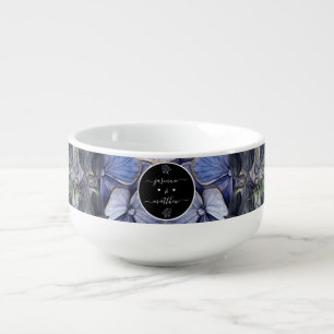 Moody Black Floral Classic Couple Names Wedding Soup Mug
