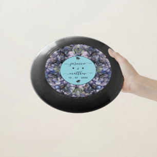 Moody Black Floral Classic Couple Names Wedding Wham-O Frisbee