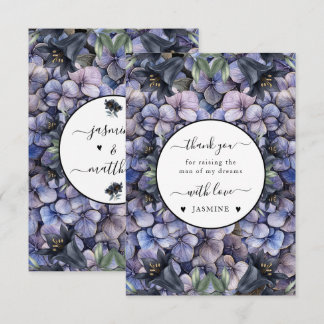 Moody Black Floral Classic Husband Mother Wedding Thank You Card