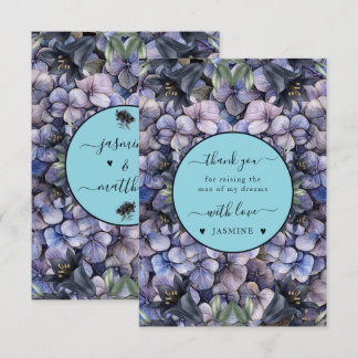 Moody Black Floral Classic Husband Mother Wedding Thank You Card
