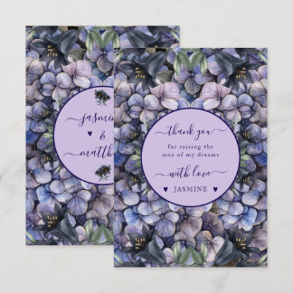 Moody Black Floral Classic Husband Mother Wedding Thank You Card
