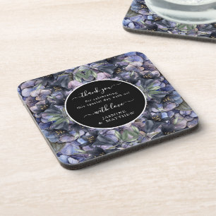 Moody Black Floral Classic Thank You Chic Wedding Beverage Coaster