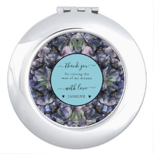 Moody Black Floral Classic Thank You Chic Wedding Compact Mirror