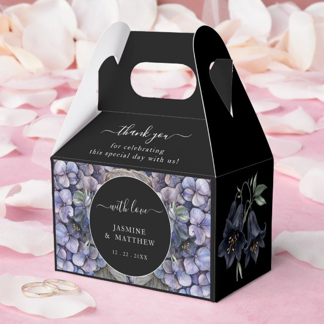 Moody Black Floral Classic Thank You Chic Wedding Favor Boxes (Wedding)