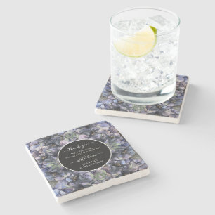Moody Black Floral Classic Thank You Chic Wedding Stone Coaster