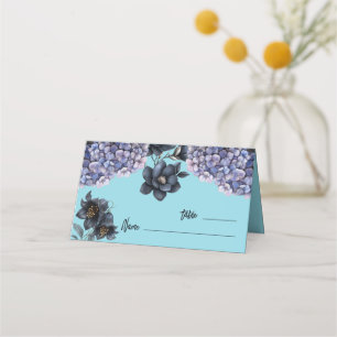 Moody Black Floral Classic Whimsical Chic Wedding Place Card