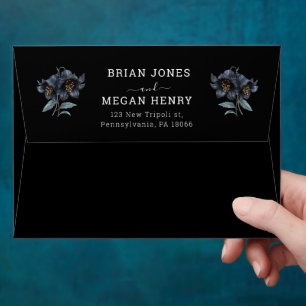 Moody Black Floral Till Death Do Us Part Wedding Envelope