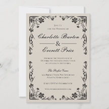 Moody Black Floral Wedding Invitation