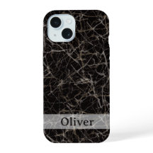 Moody Black Marble Stone Texture & Custom Name