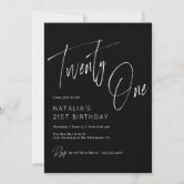 Modern Elegant 21st Birthday Invitation