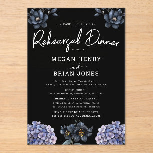 Moody Black Rose Classic Wedding Rehearsal Dinner Acrylic Invitations