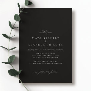 Moody Black Timeless Elegant Classic Wedding Invitation