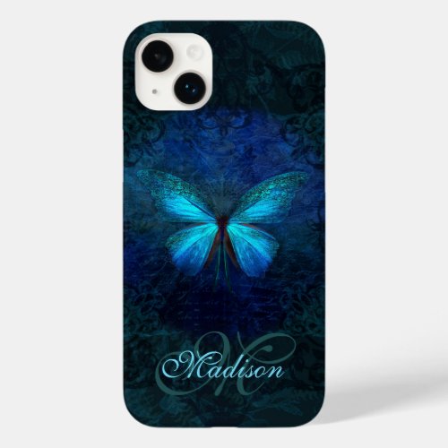 Moody Blue Butterfly Name and Initial Template Case_Mate iPhone 14 Plus Case