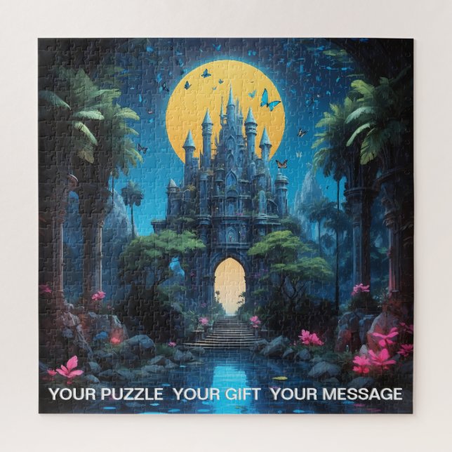 Moody Blue Castle Fantasy Jigsaw Puzzle (Vertical)