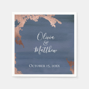 Moody Blue Copper Personalized Wedding Napkins