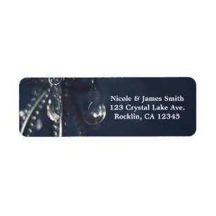 Moody Blue Crystal Elegant Romantic Wedding Invite Label