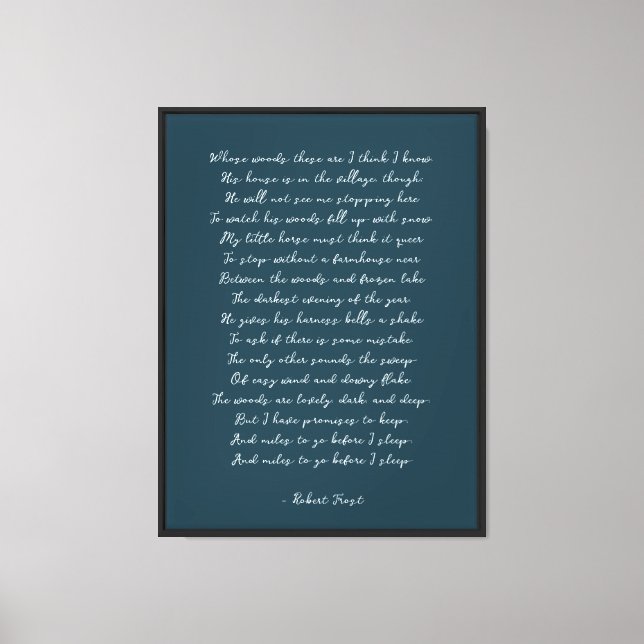 Moody Blue Custom Poem Print on Canvas  (Front)