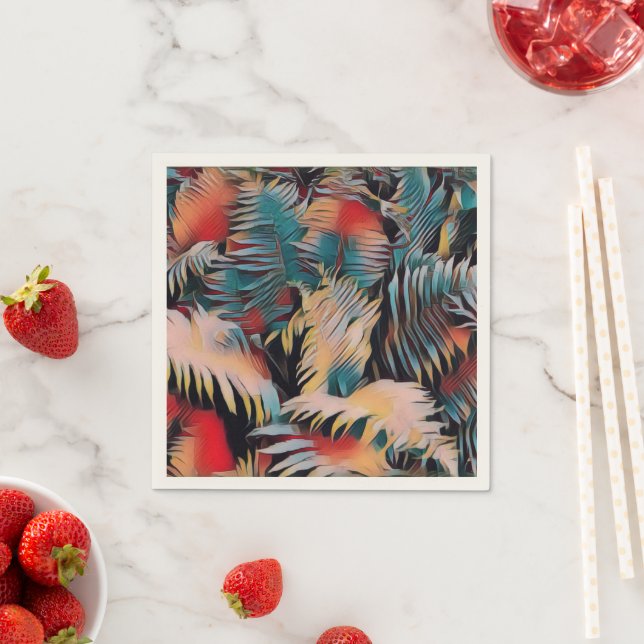 Moody Blue Fern Leaves Botanical Decoupage Napkins (Insitu)