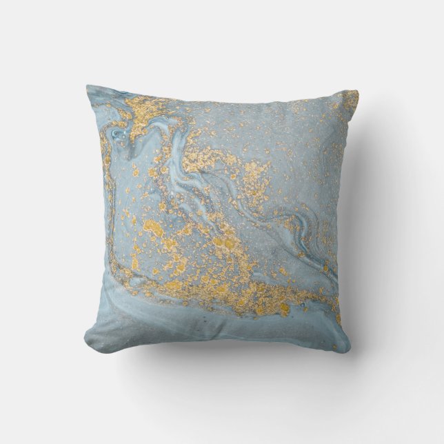 MOODY BLUE GOLD LUXE MARBLE CUSHION (Front)