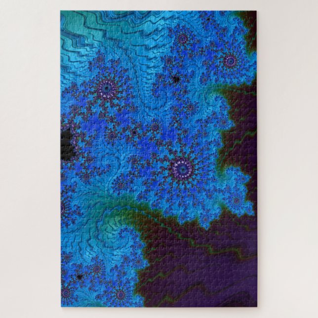 Moody Blue Mandelbrot Mandalas Fractal Abstract Jigsaw Puzzle (Vertical)