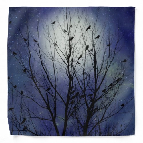Moody Blue Night Crows Bandana