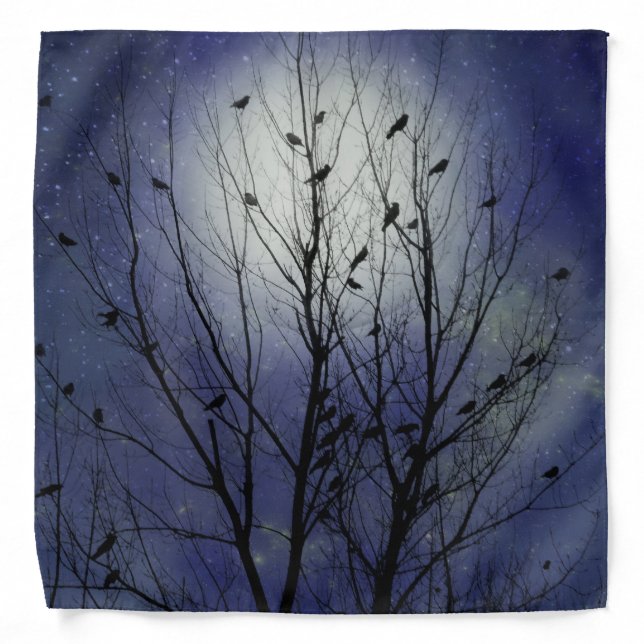 Moody Blue Night Crows Bandana (Front)