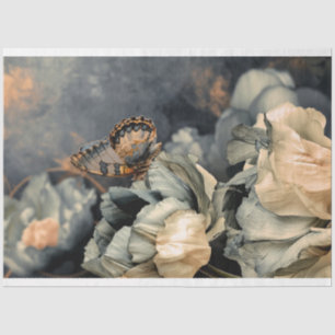 Moody Blue, Oversized Butterfly & Peony Tissue Paper