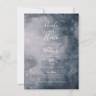 Moody Blue Sky Clouds Celestial Wedding Invitation