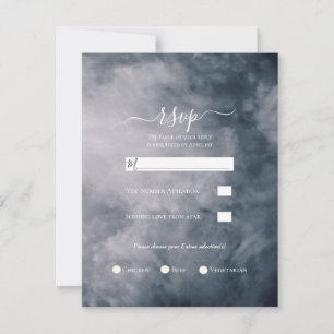 Moody Blue Sky Clouds Celestial Wedding RSVP Invitation