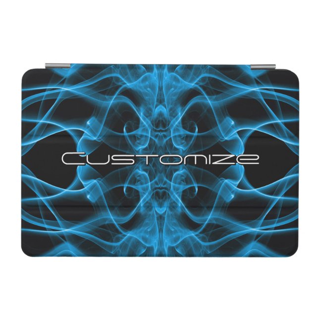 Moody Blue Smoke Custom Abstract Art iPad Mini Cover (Horizontal)