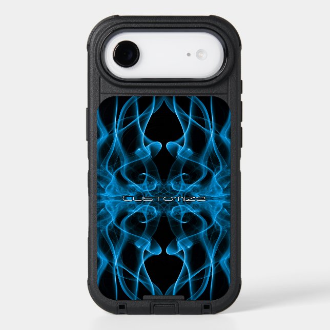 Moody Blue Smoke Custom Abstract Art Otterbox iPhone Case (Back)