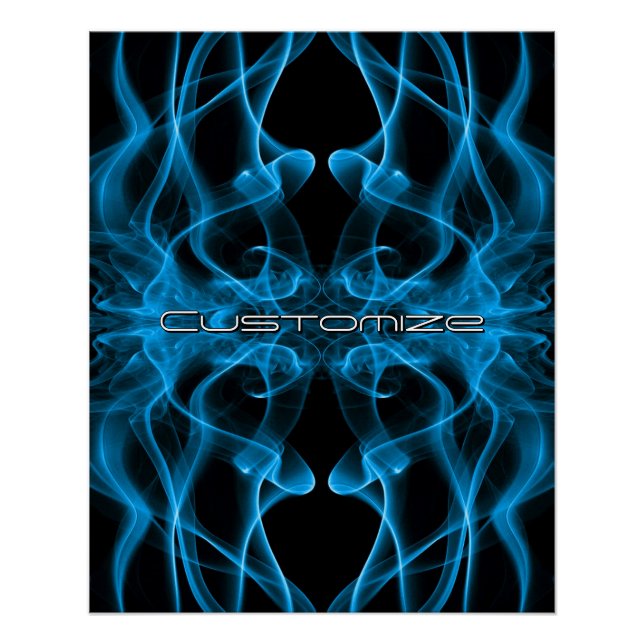 Moody Blue Smoke Custom Abstract Art Poster (Front)