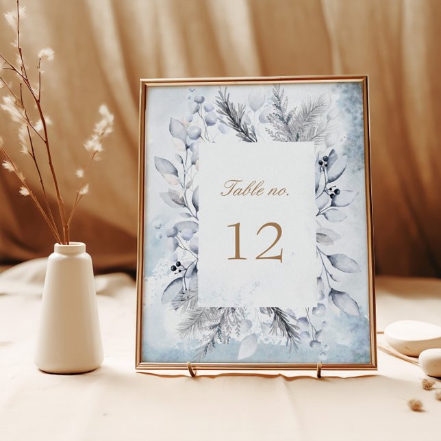 Moody Blue Winter Floral Wedding Number Table Tent (Creator Uploaded)