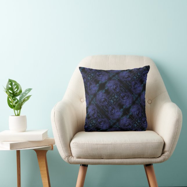 Moody Blues Floral Throw Pillow (Chair)