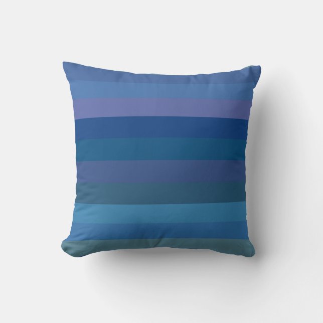 Moody Blues & Mauve Horizon Stripes Throw Pillow (Front)