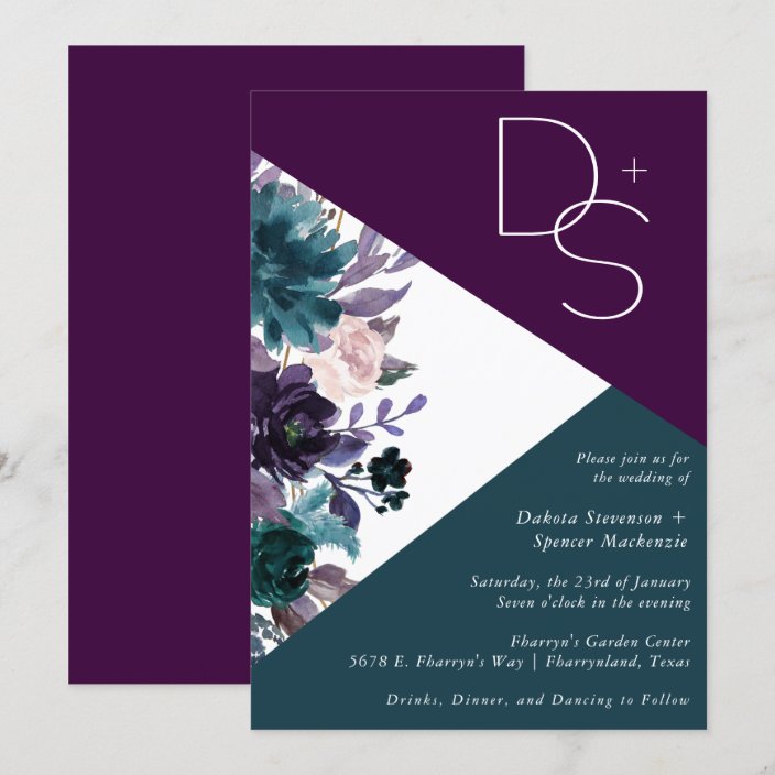 Moody Boho Colorblock | Monogram Wedding Invitation | Zazzle.com