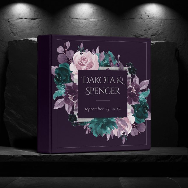 Moody Boho | Dark Eggplant Purple and Teal Wreath 3 Ring Binder (Creator Uploaded)