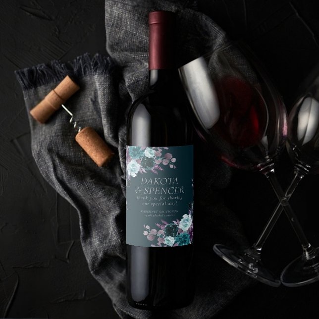 Moody Boho | Deep Teal and Eggplant Purple Custom Wine Label (Creator Uploaded)