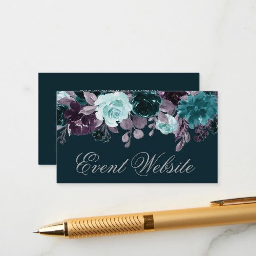 Moody Boho  Deep Teal and Purple Floral Website Enclosure Card