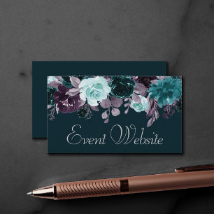Moody Boho Deep Teal and Purple Floral Website Enclosure Card