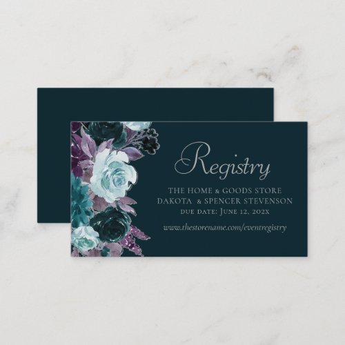 Moody Boho  Deep Teal Turquoise Purple Registry Enclosure Card