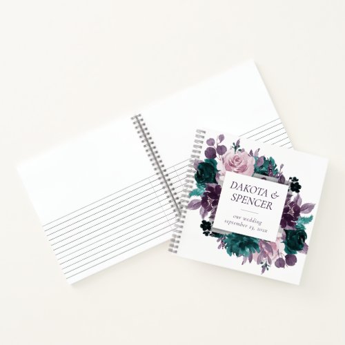 Moody Boho  Eggplant and Teal Photo Guest Book