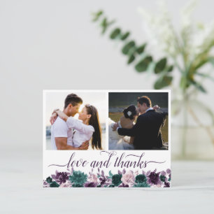 Moody Boho Eggplant Purple 2 Photo Thank You Postcard