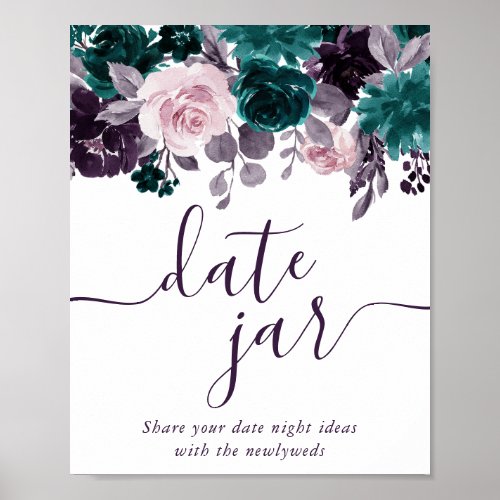 Moody Boho  Eggplant Purple and Teal Date Jar Poster