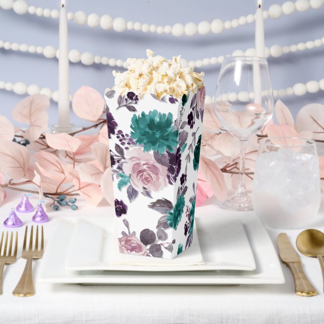 Moody Boho | Eggplant Purple and Teal Pattern Favor Boxes (Wedding)